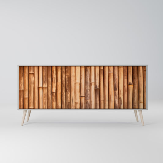 NATURAL WOOD 3-Door Sideboard in Grey Finish