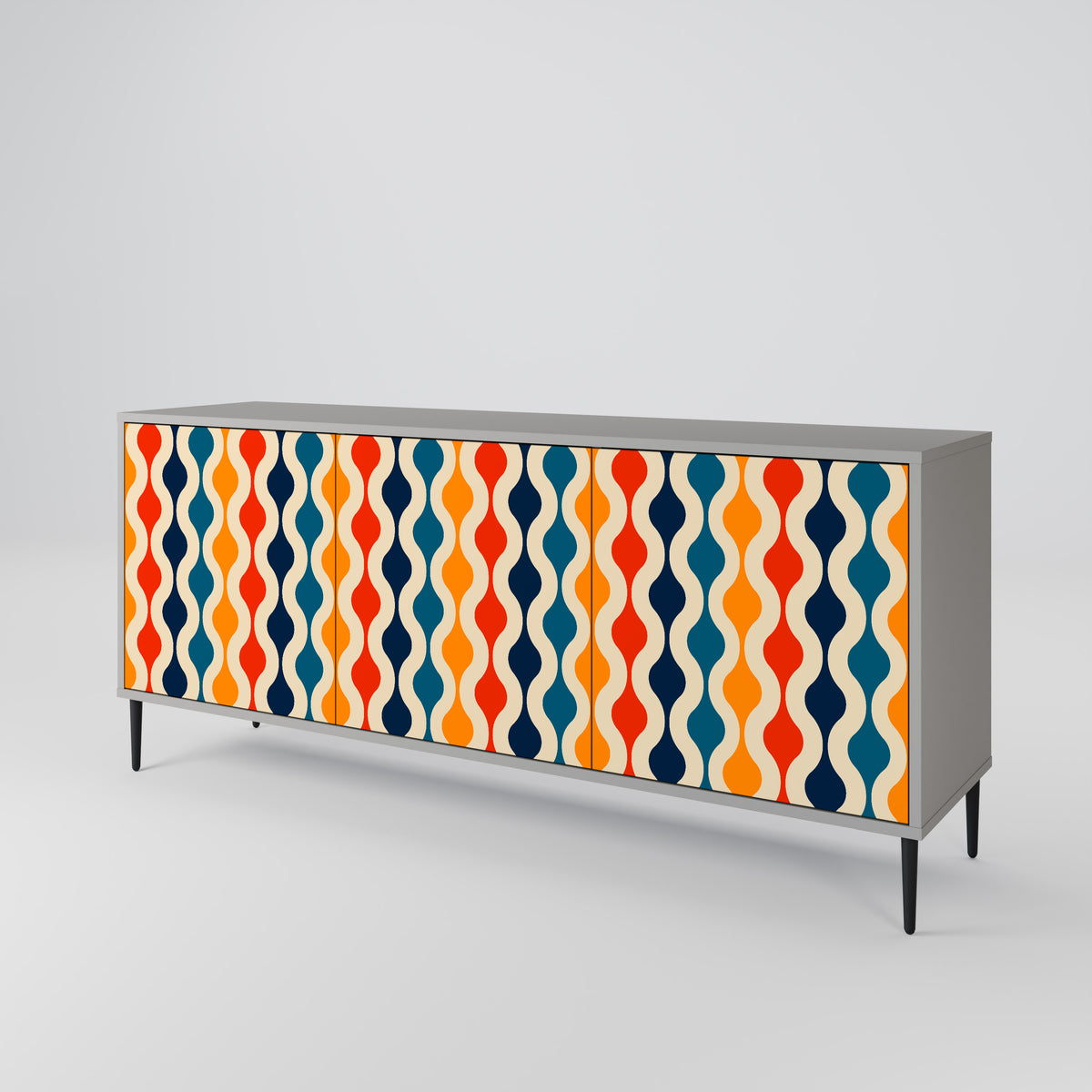 COLORFUL NOSTALGIA Skänk med tre dörrar