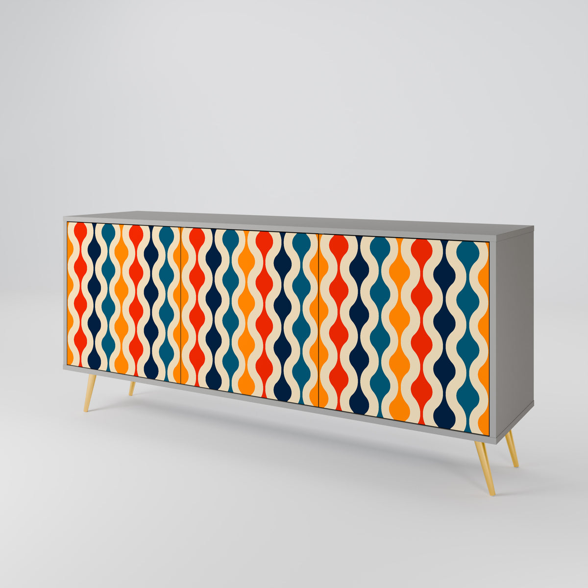 COLORFUL NOSTALGIA Skänk med tre dörrar
