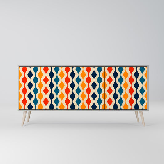 COLORFUL NOSTALGIA 3-Door Sideboard in Grey Finish