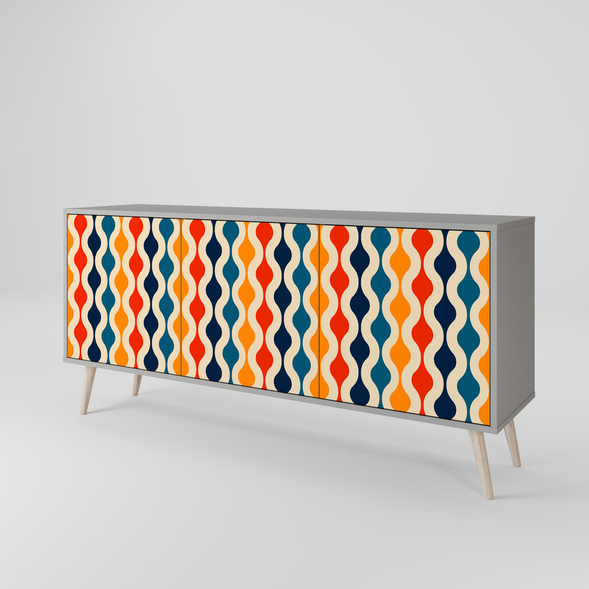 COLORFUL NOSTALGIA Skänk med tre dörrar