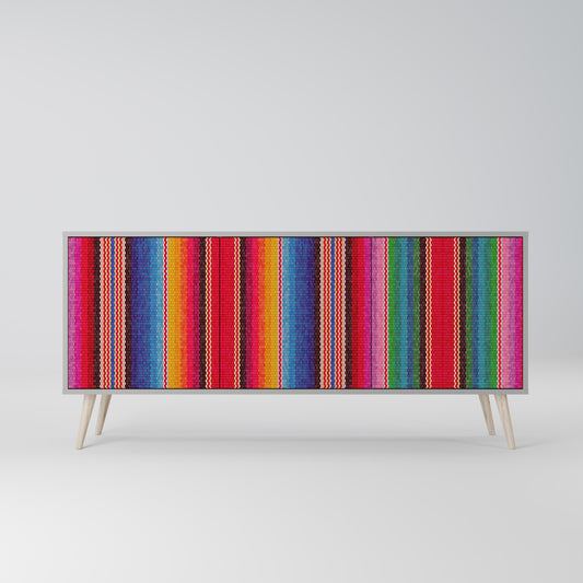 ETHNIC MEXICAN 3-Door Sideboard in Grey Finish
