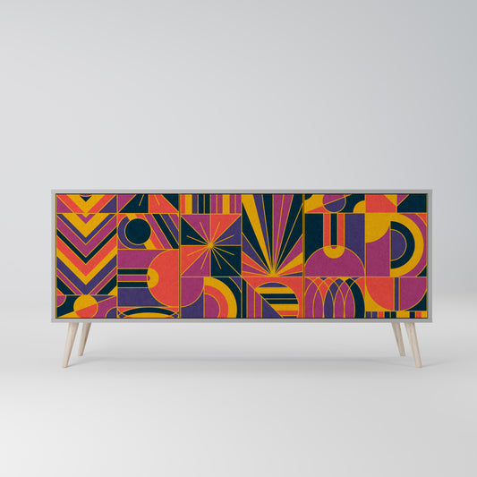 ELECTRIC PATTERNS 3-Door Sideboard in Grey Finish