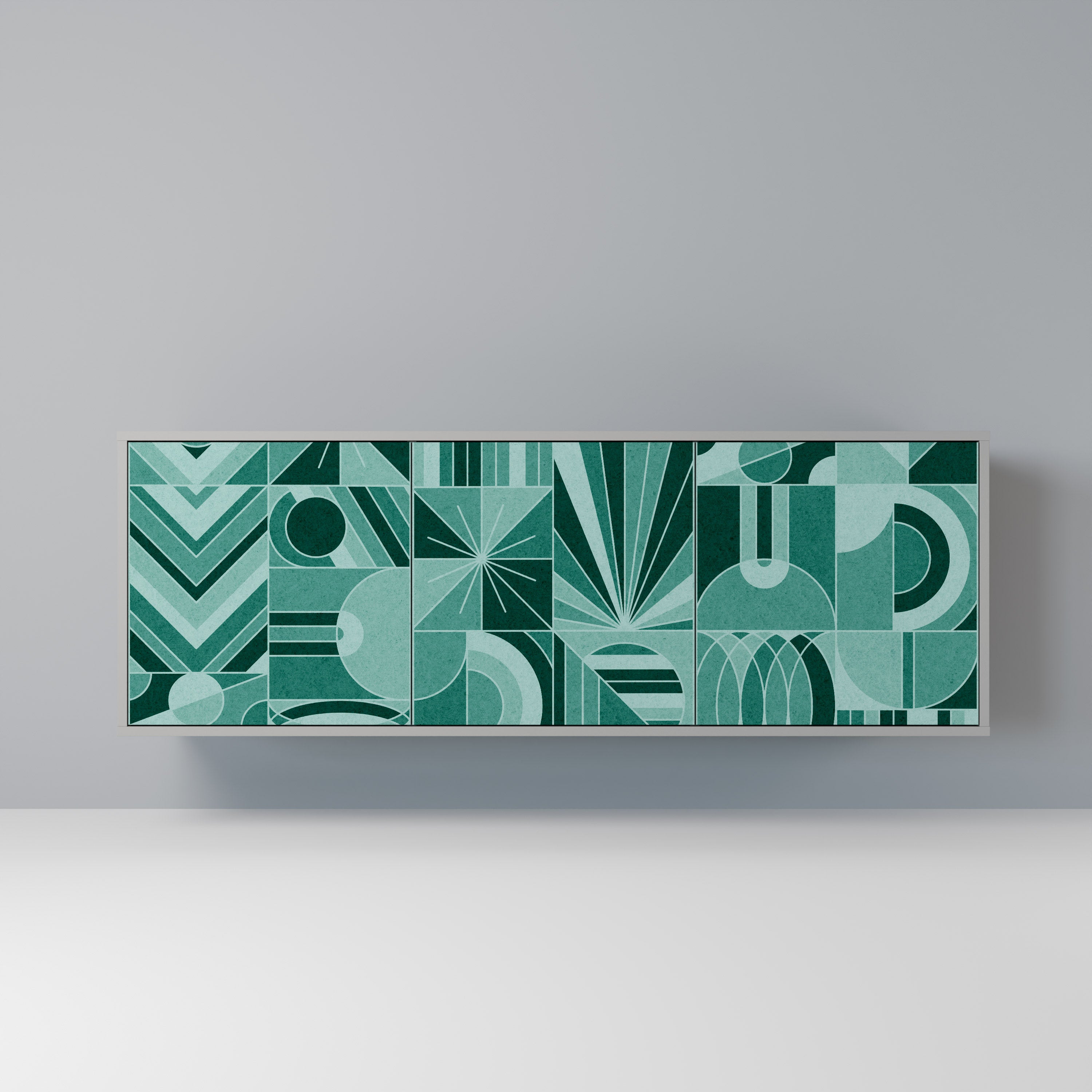 HARMONIC GRID 3-dörrars skänk i grå finish