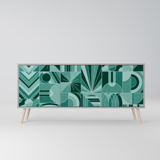 HARMONIC GRID 3-Door Sideboard in Grey Finish