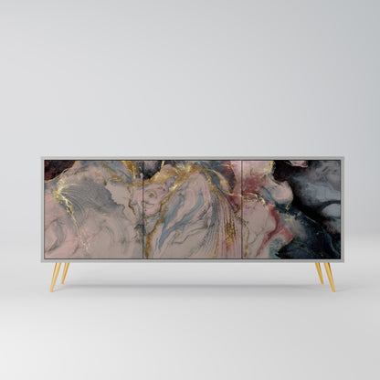 GILDED SWIRLS 3-Door Sideboard in Grey Finish
