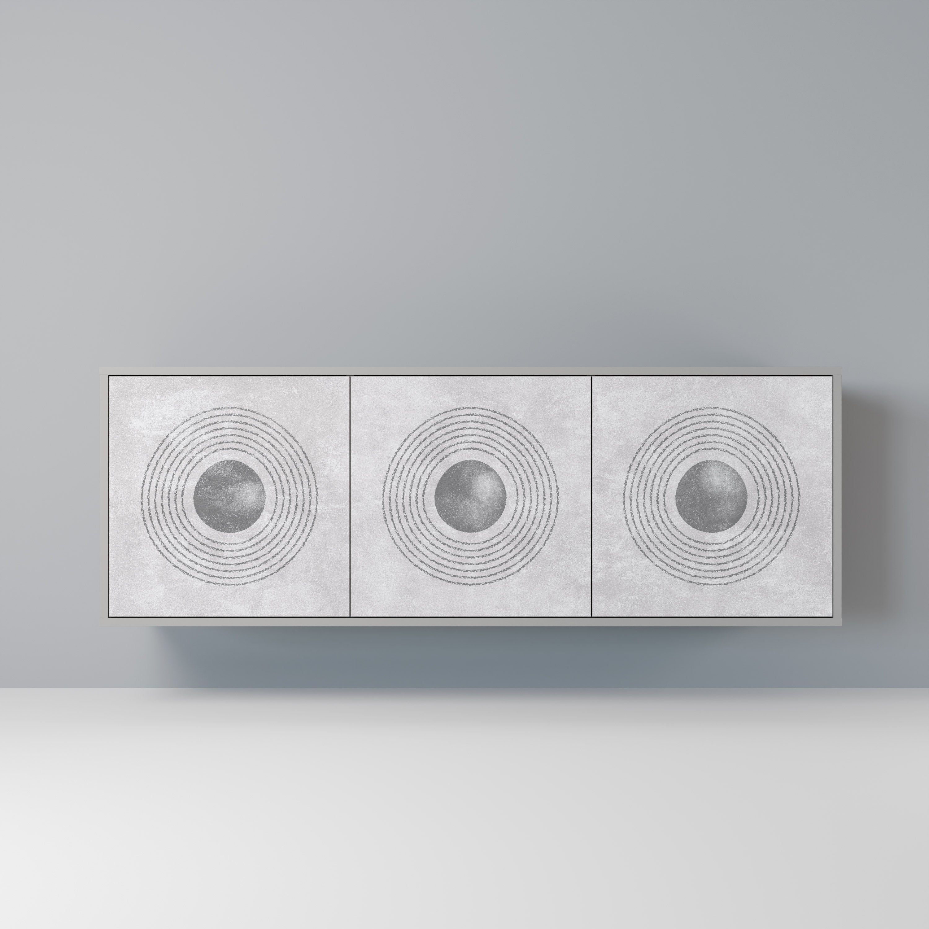 SOLID CIRCLES 3-dörrars skänk i grå finish