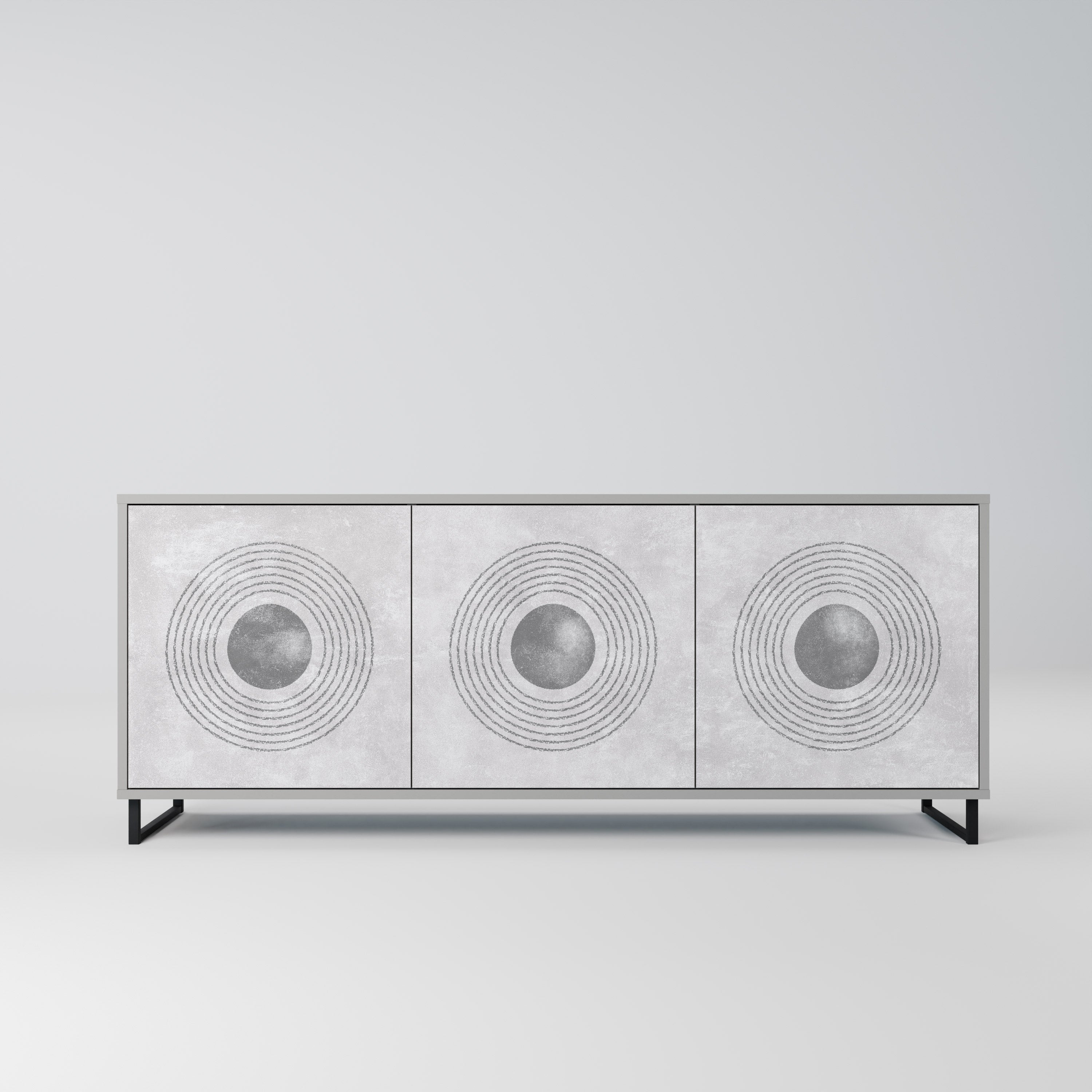 SOLID CIRCLES 3-dörrars skänk i grå finish