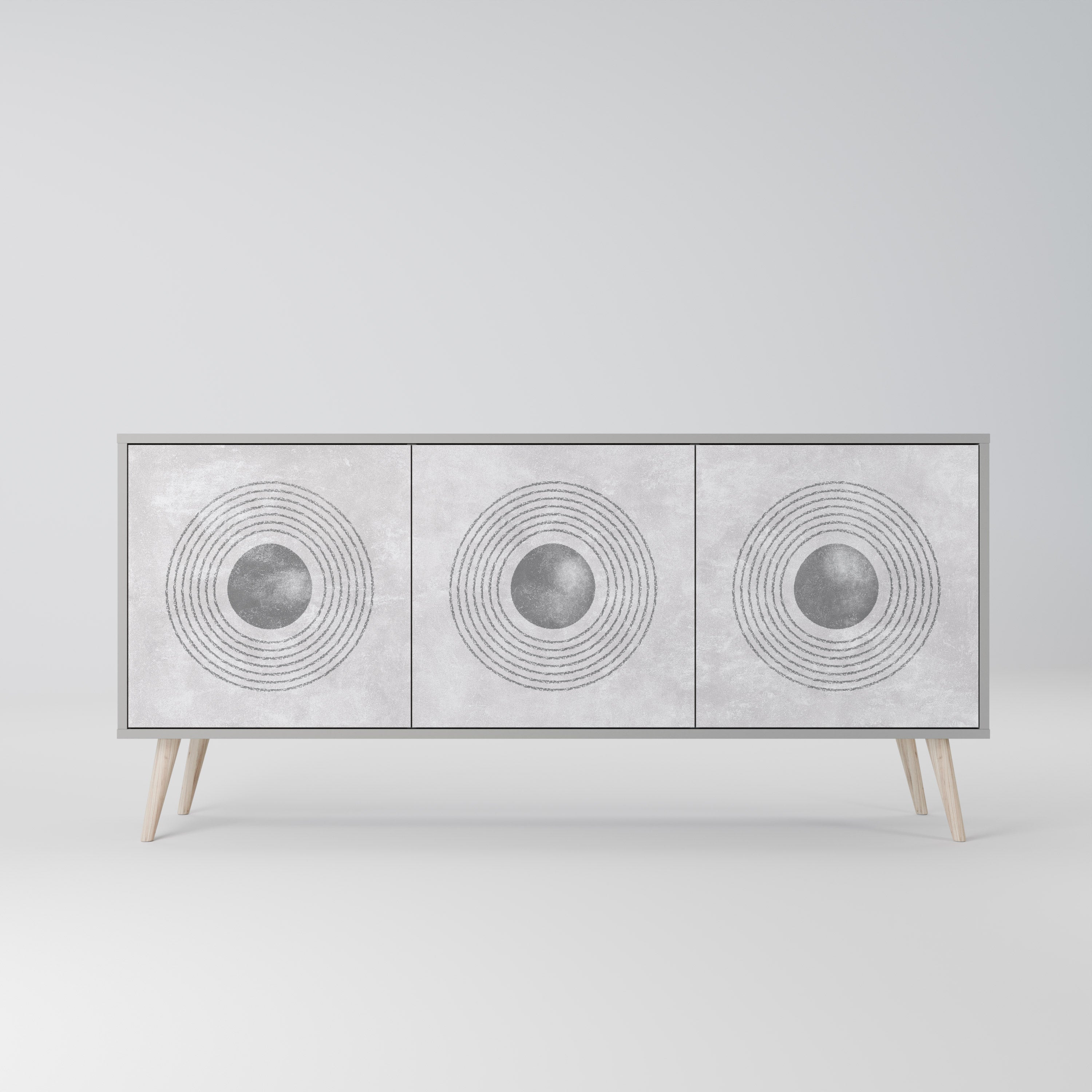 SOLID CIRCLES 3-dörrars skänk i grå finish