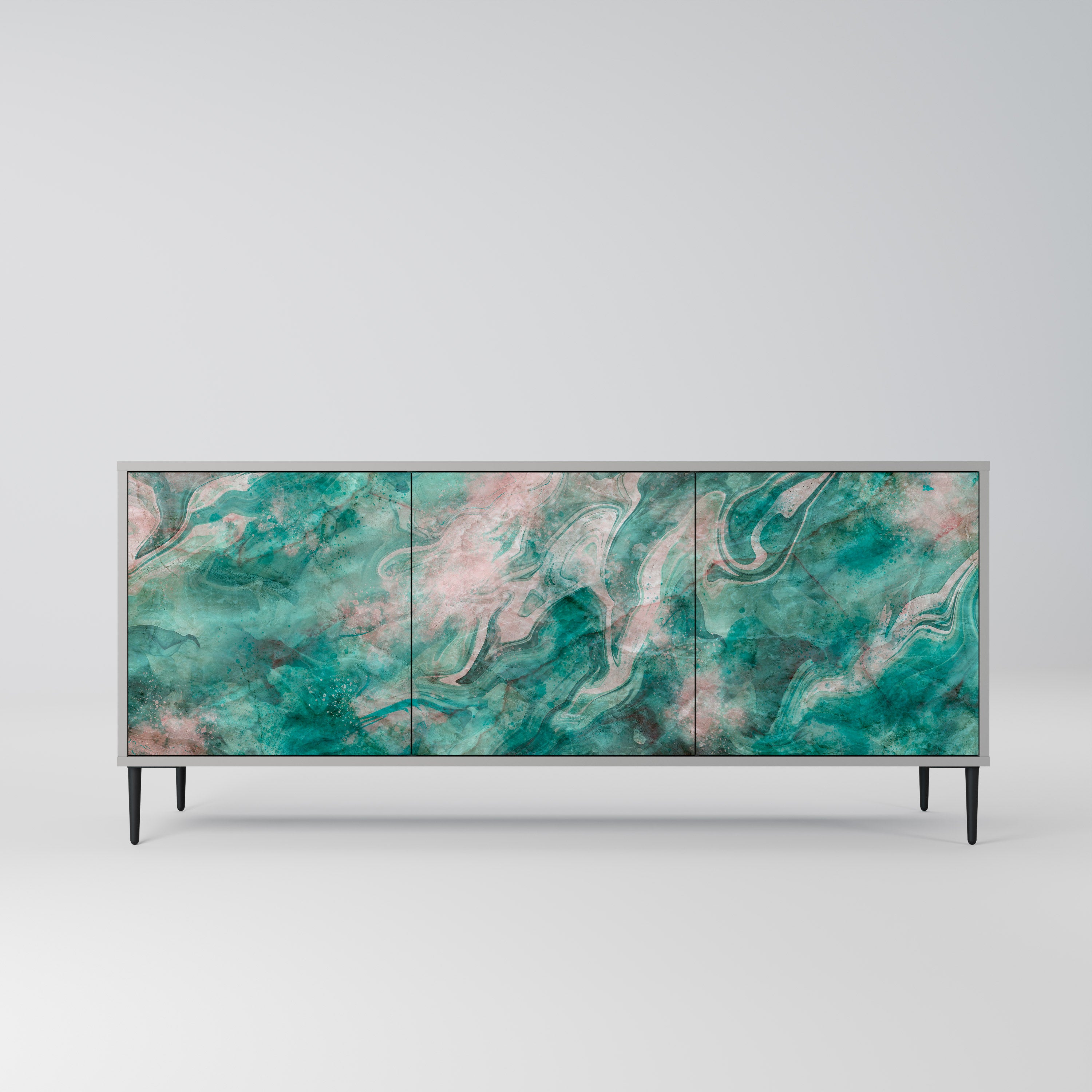 ABSTRACT ALCHEMY 3-dörrars skänk i grå finish