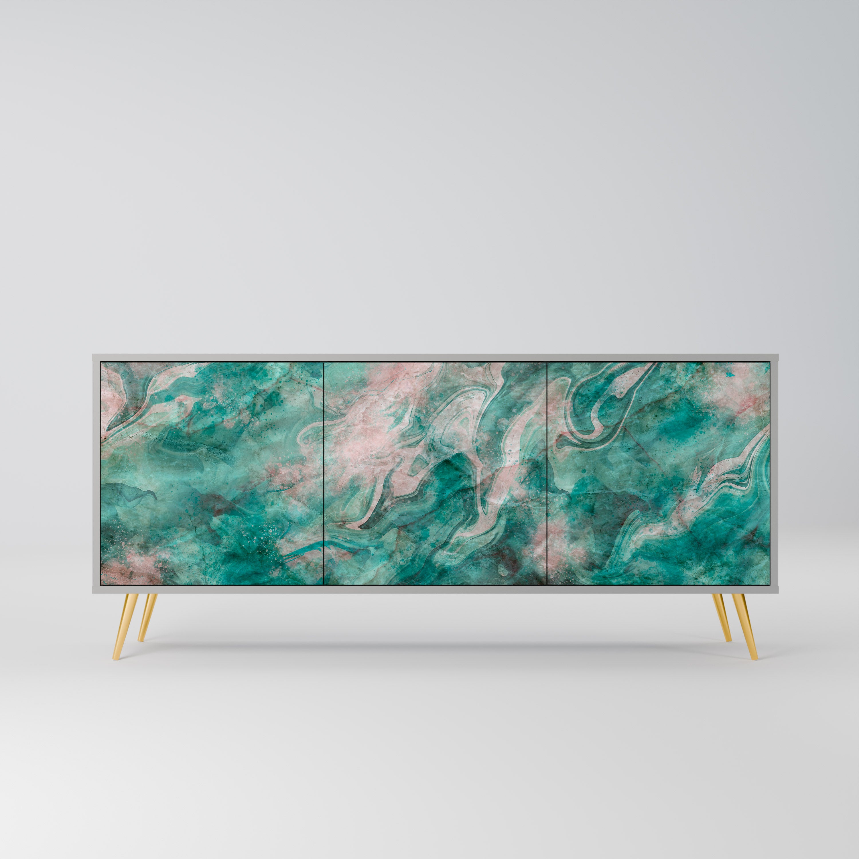 ABSTRACT ALCHEMY 3-dörrars skänk i grå finish