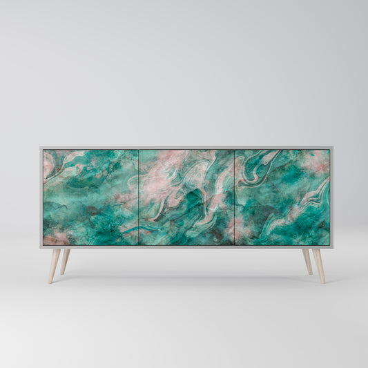 ABSTRACT ALCHEMY 3-Door Sideboard in Grey Finish