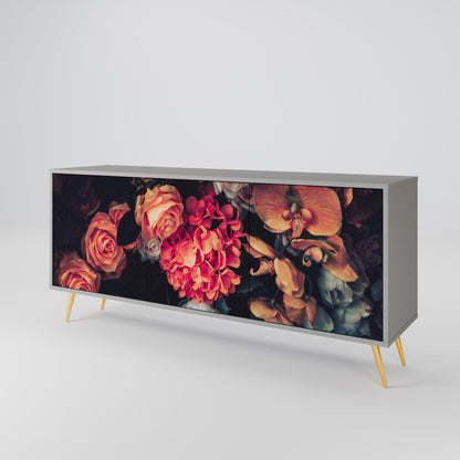 NEVERENDING BLOOM 3-Door Sideboard in Grey Finish