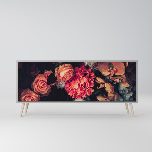 NEVERENDING BLOOM 3-Door Sideboard in Grey Finish