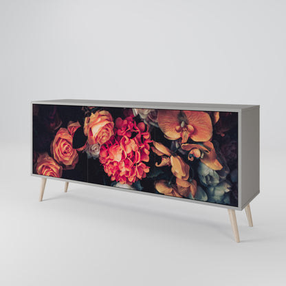 NEVERENDING BLOOM 3-Door Sideboard in Grey Finish