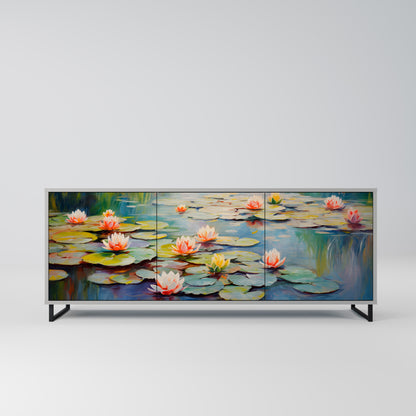 BLOOMING WATERS 3-dörrars skänk i grå finish