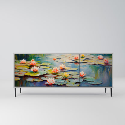 BLOOMING WATERS 3-dörrars skänk i grå finish