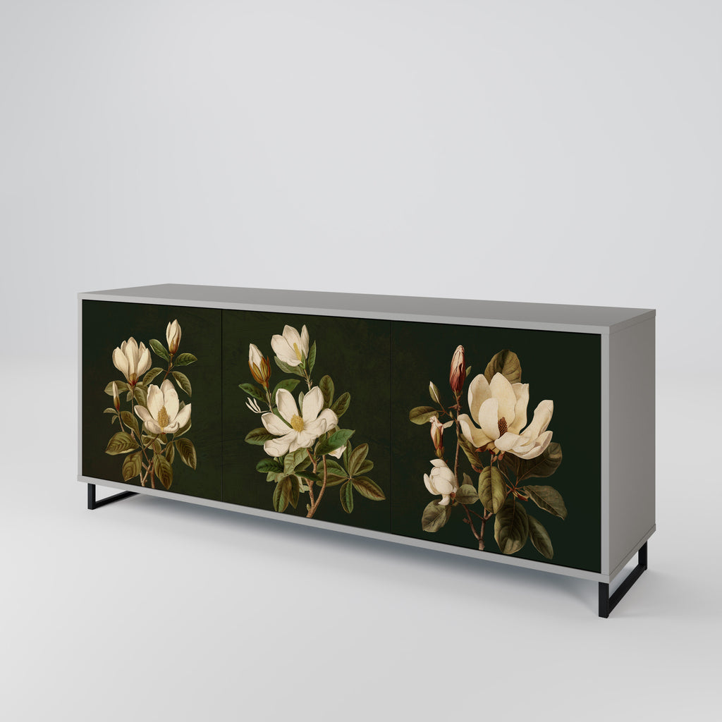 FLORAL NOIR 3-dörrars skänk i grå finish
