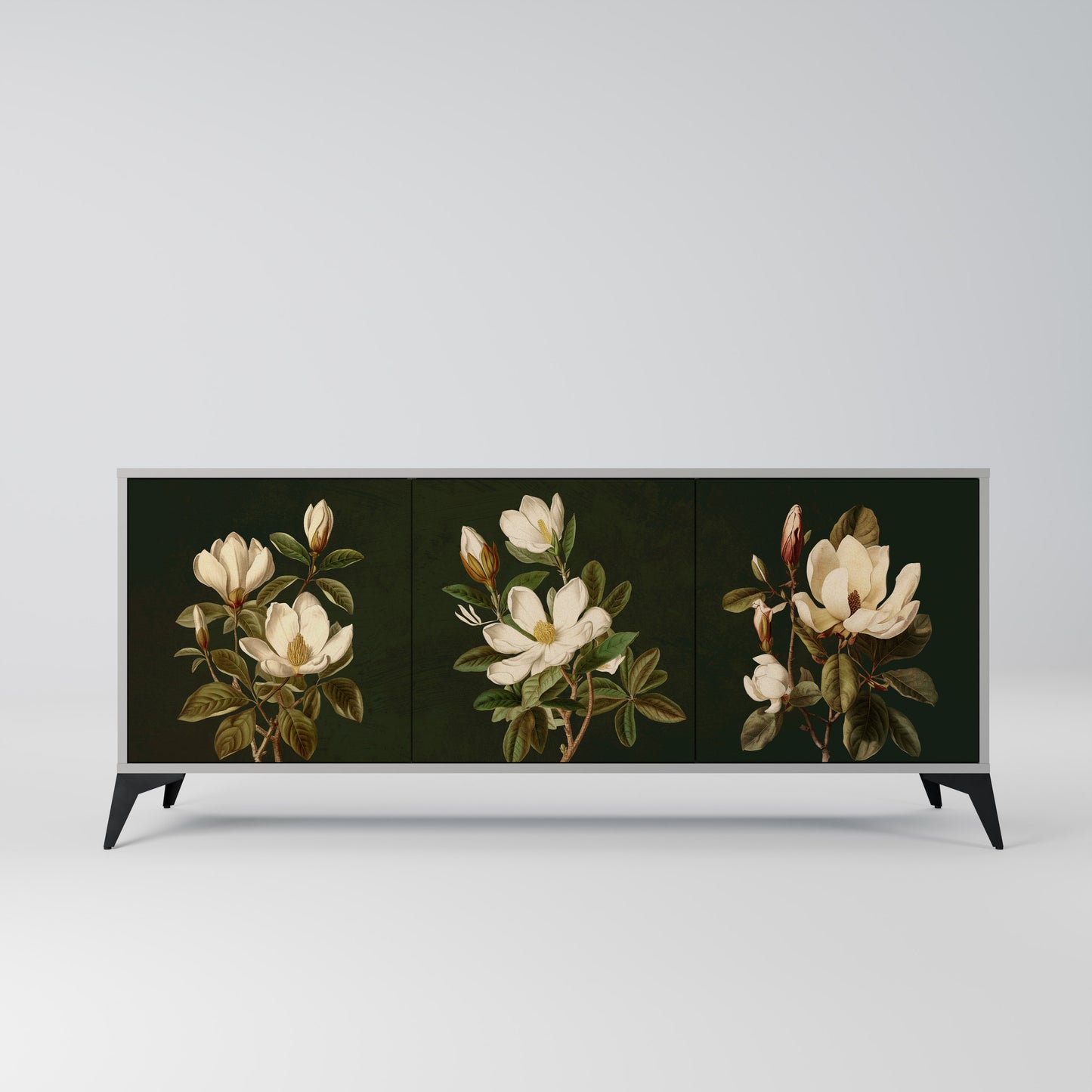 FLORAL NOIR 3-dörrars skänk i grå finish