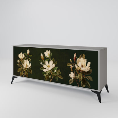 FLORAL NOIR 3-dörrars skänk i grå finish