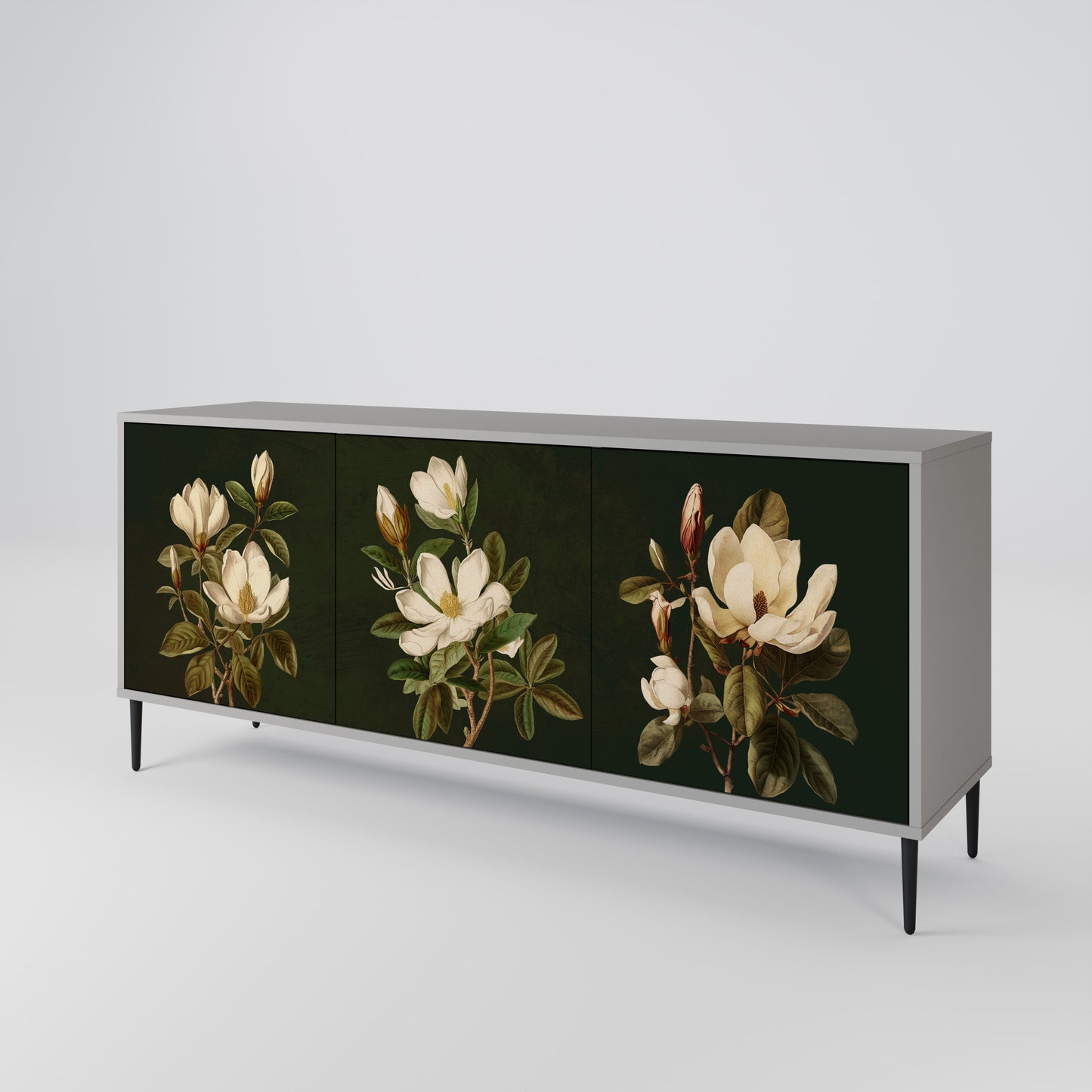 FLORAL NOIR 3-dörrars skänk i grå finish