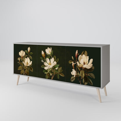 FLORAL NOIR 3-dörrars skänk i grå finish