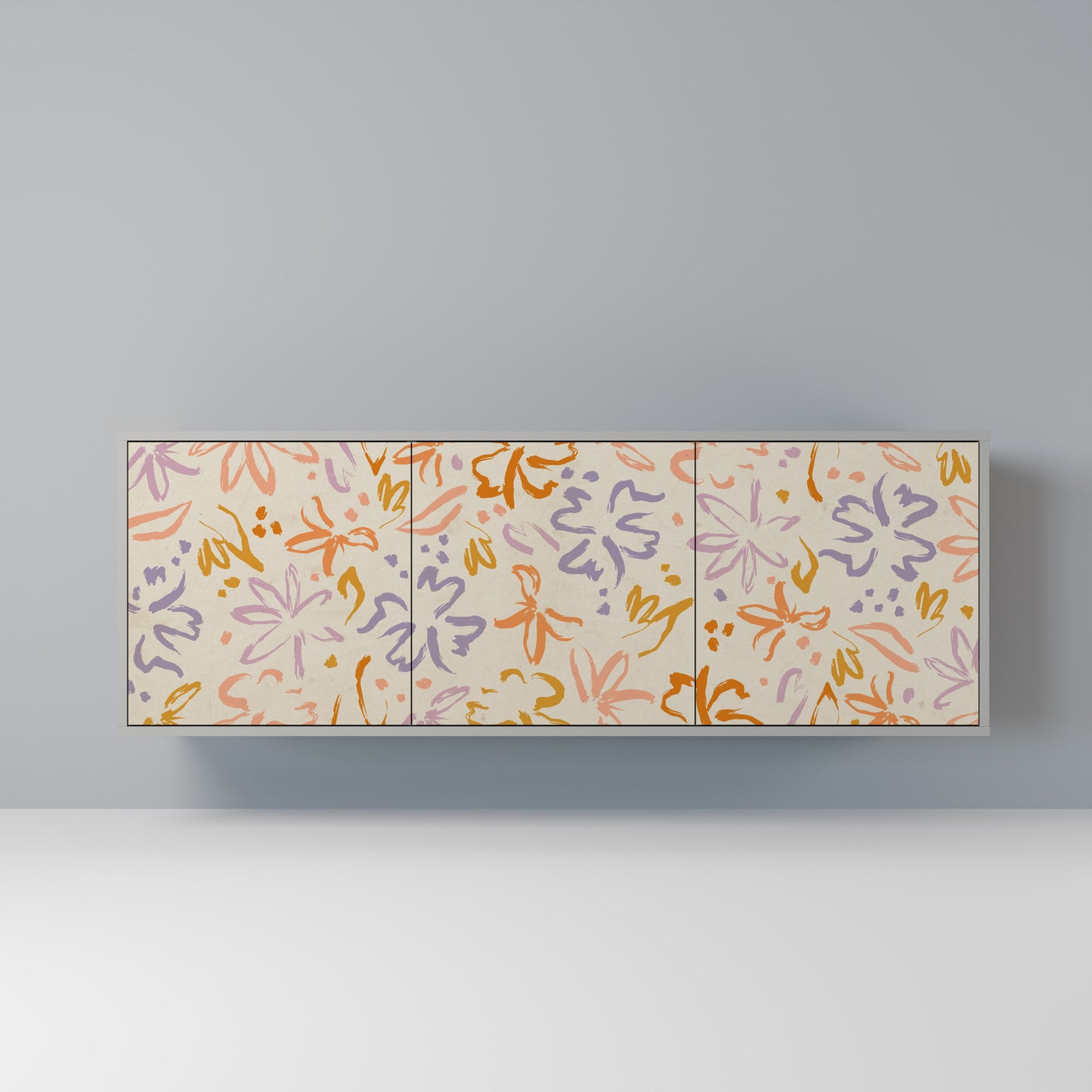 SPRING WHIMSY 3-Door Sideboard in Grey Finish