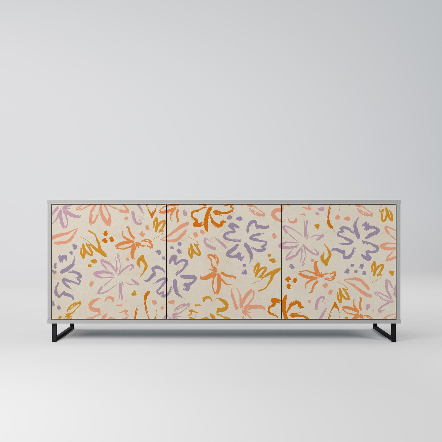 SPRING WHIMSY 3-Door Sideboard in Grey Finish