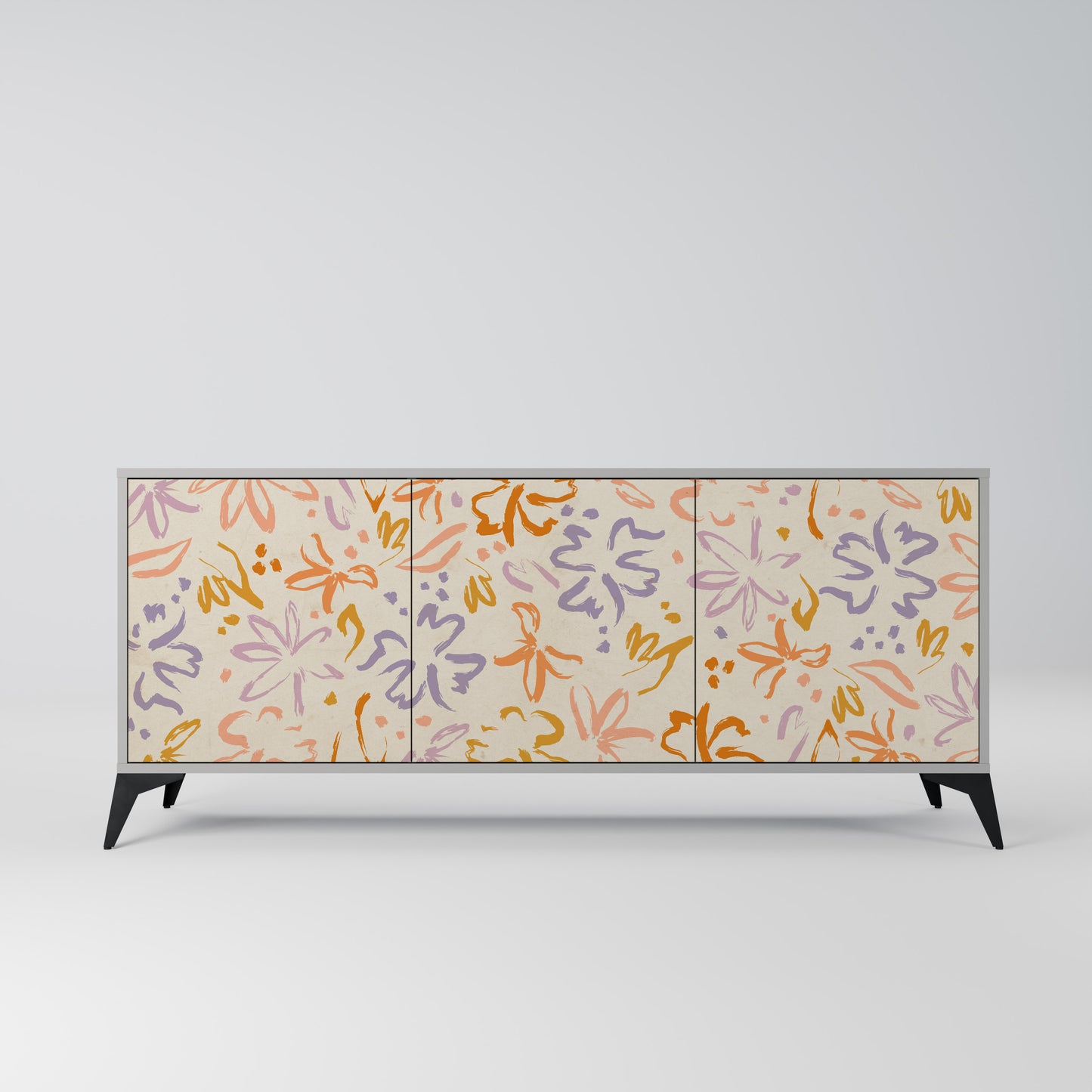 SPRING WHIMSY 3-Door Sideboard in Grey Finish