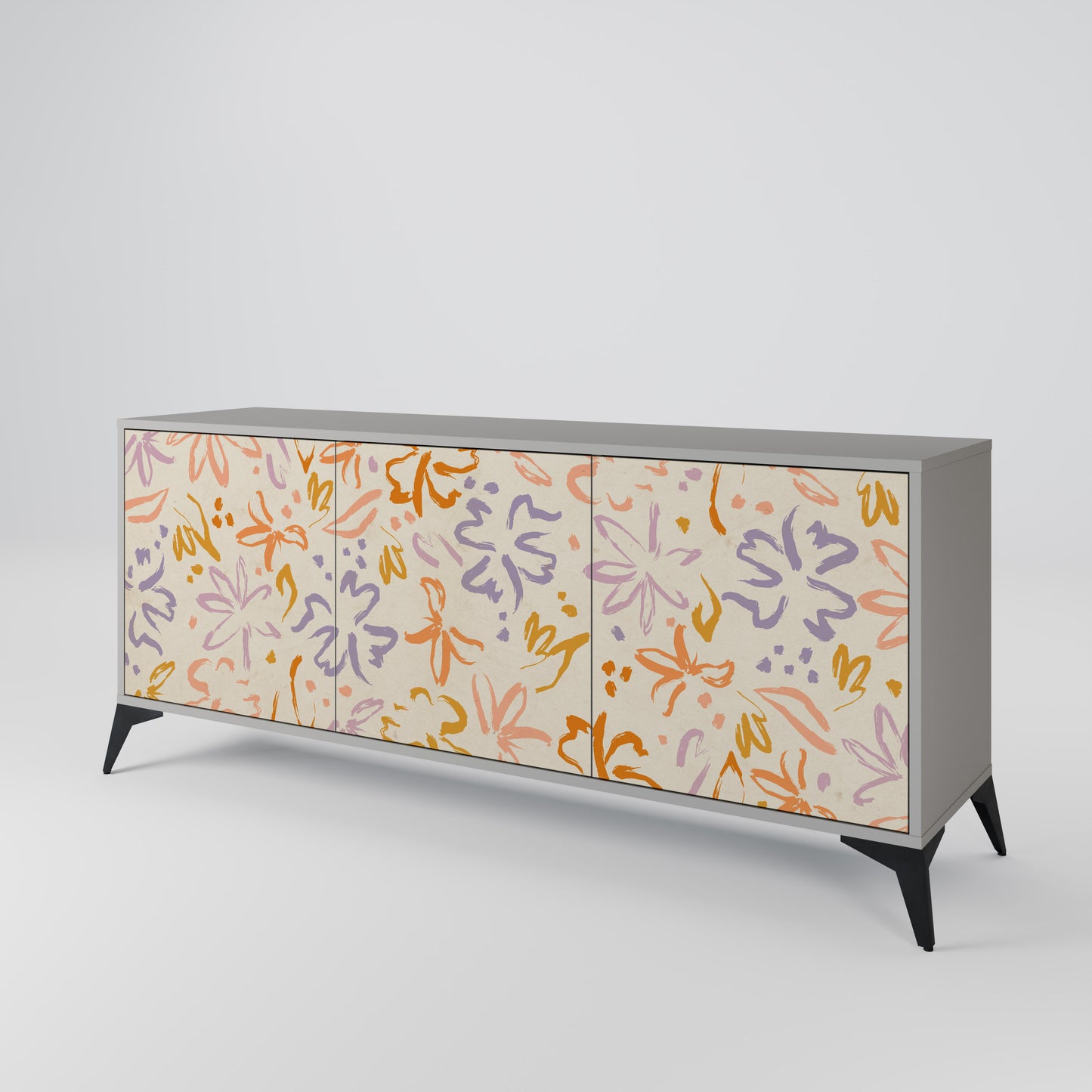 SPRING WHIMSY 3-Door Sideboard in Grey Finish