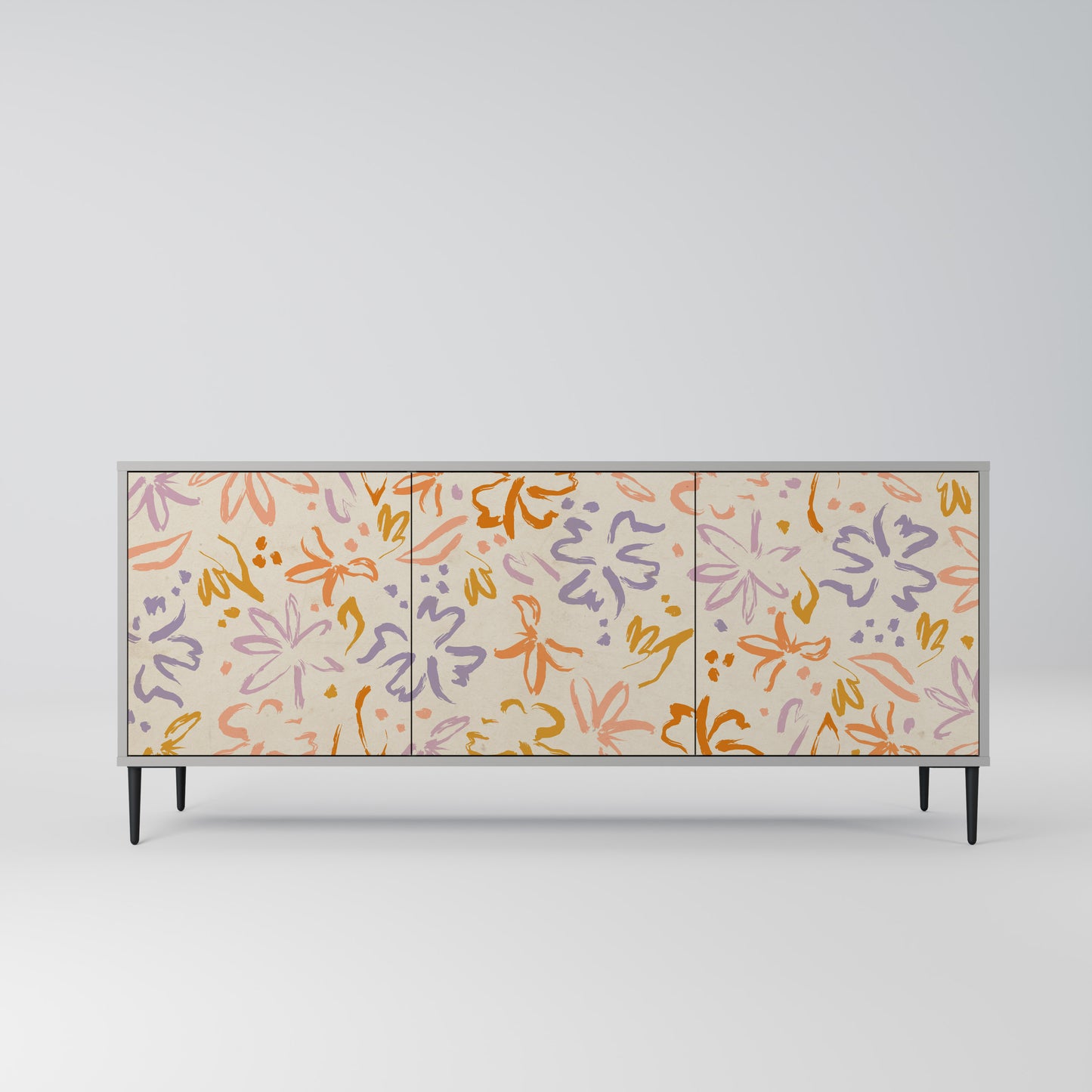 SPRING WHIMSY 3-Door Sideboard in Grey Finish