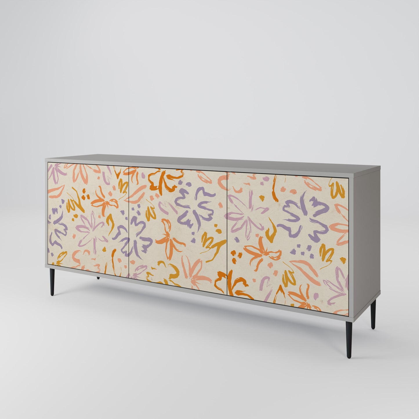 SPRING WHIMSY 3-Door Sideboard in Grey Finish