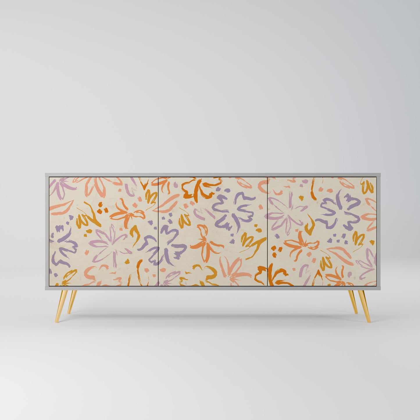 SPRING WHIMSY 3-Door Sideboard in Grey Finish