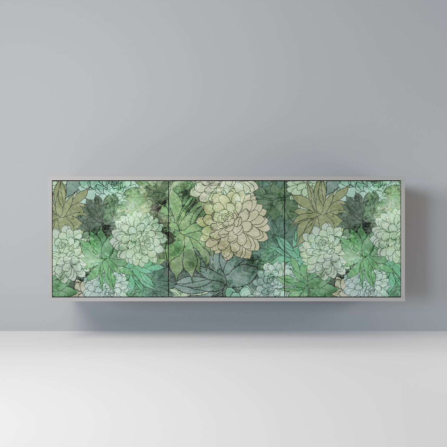 SUCCULENT CLUSTER 3-Door Sideboard in Grey Finish