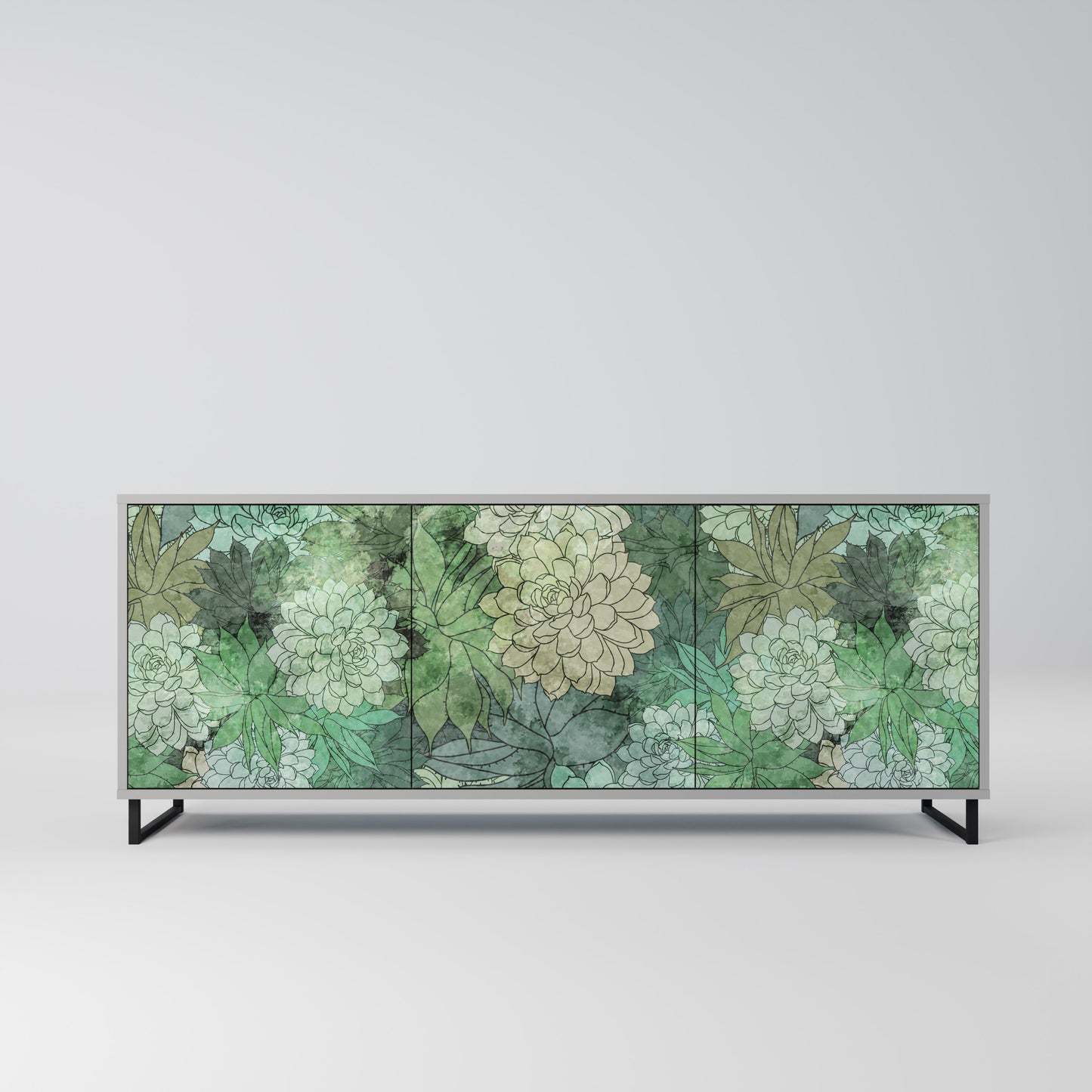 SUCCULENT CLUSTER 3-Door Sideboard in Grey Finish
