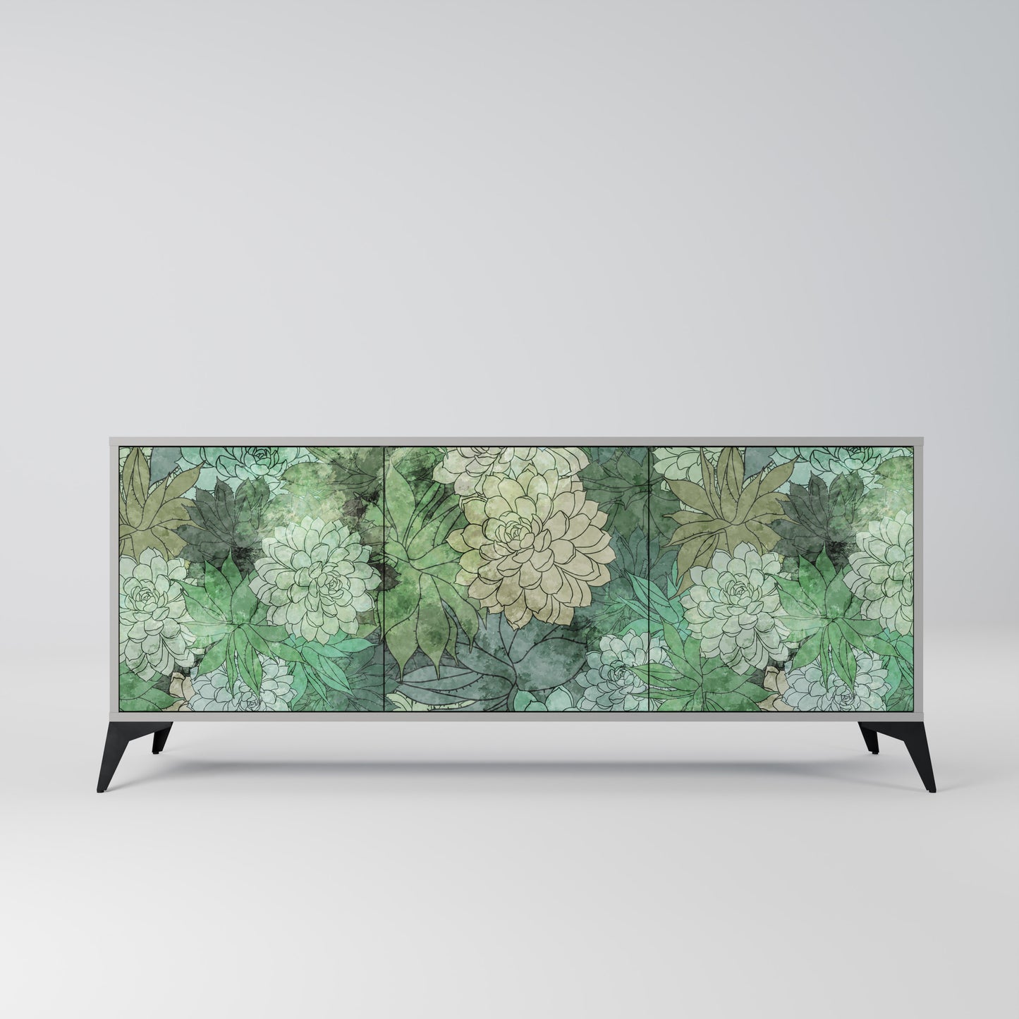 SUCCULENT CLUSTER 3-Door Sideboard in Grey Finish