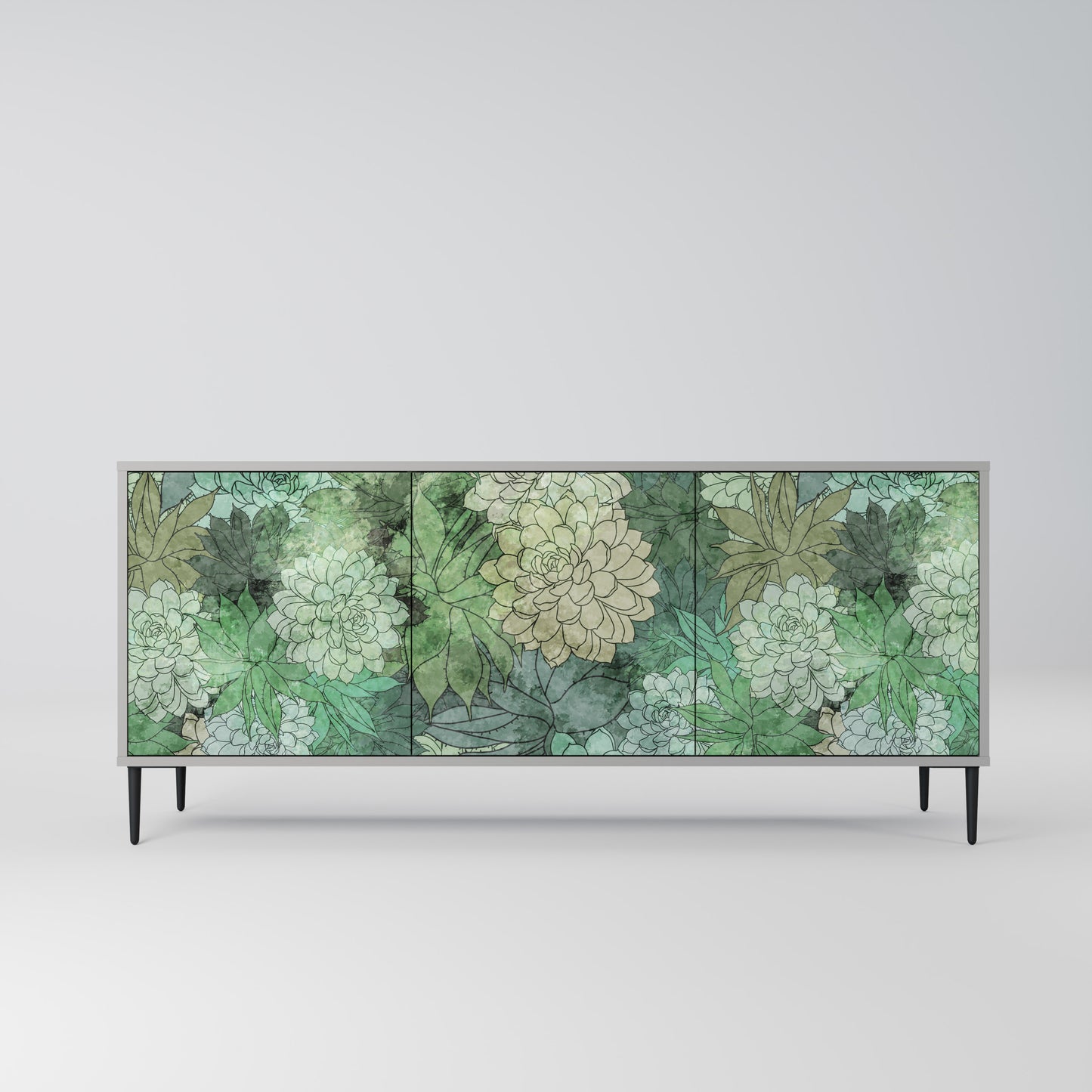 SUCCULENT CLUSTER 3-Door Sideboard in Grey Finish