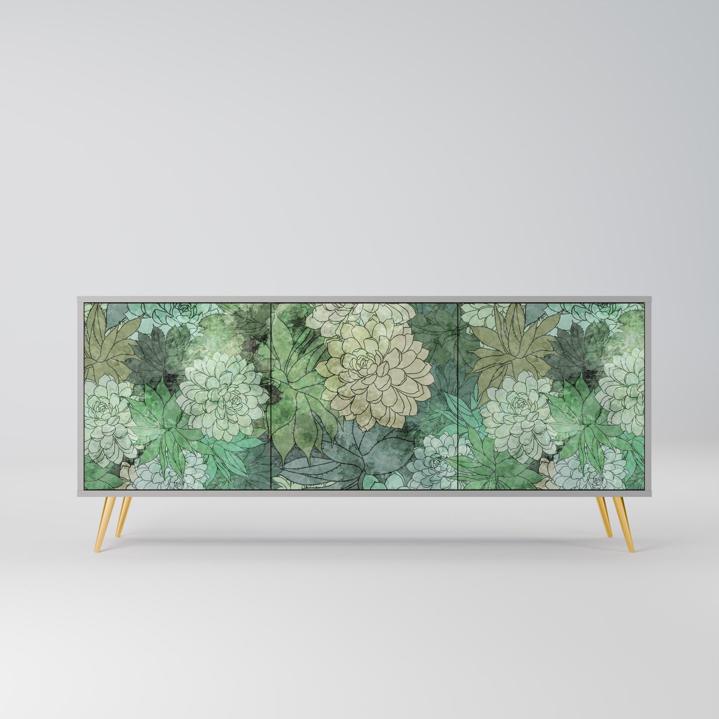SUCCULENT CLUSTER 3-Door Sideboard in Grey Finish