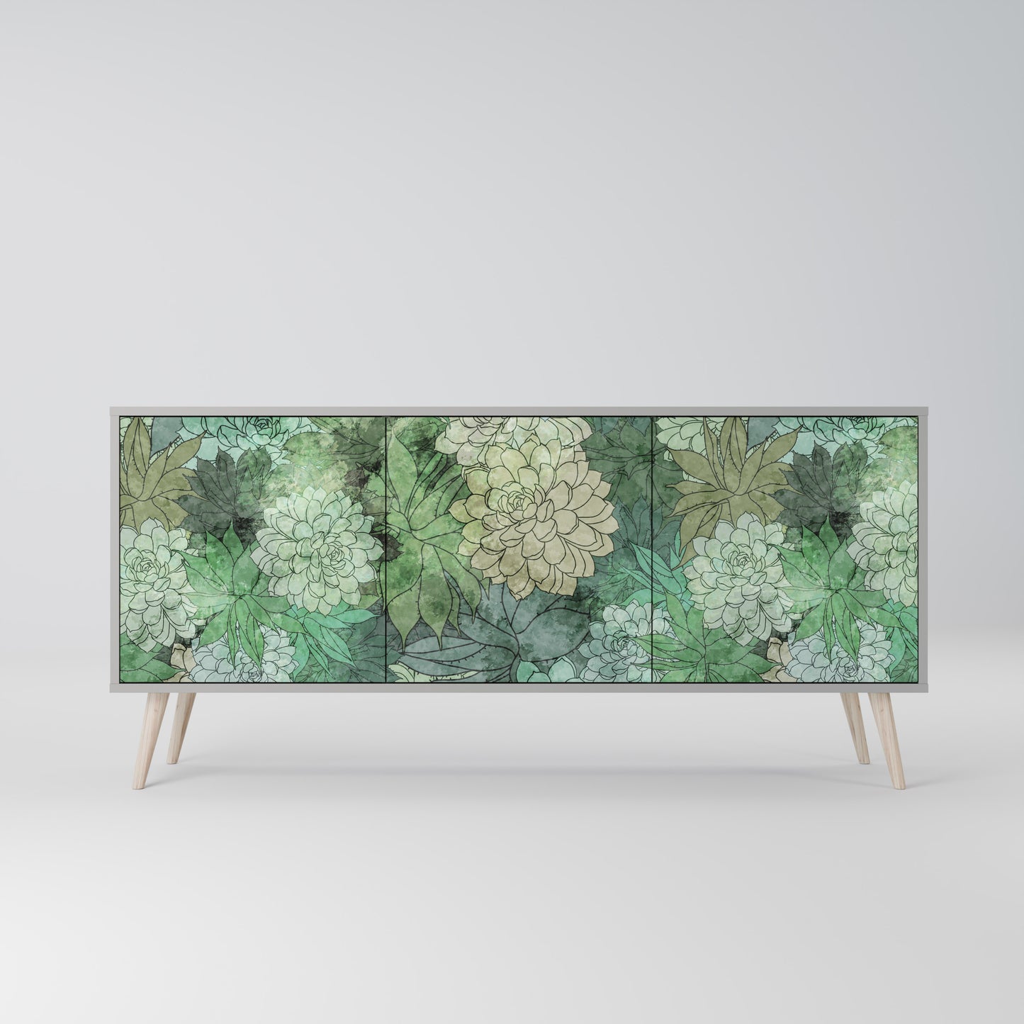 SUCCULENT CLUSTER 3-Door Sideboard in Grey Finish