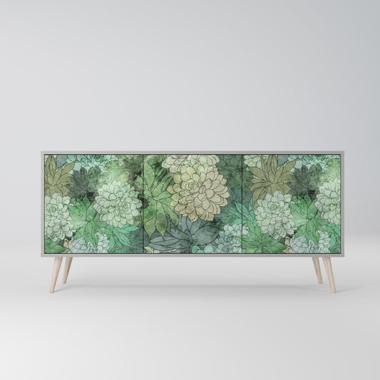 SUCCULENT CLUSTER 3-Door Sideboard in Grey Finish