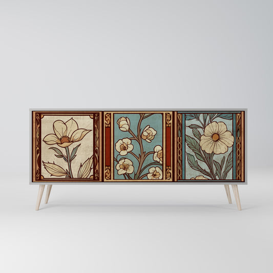 TIMELESS FLORA 3-Door Sideboard in Grey Finish
