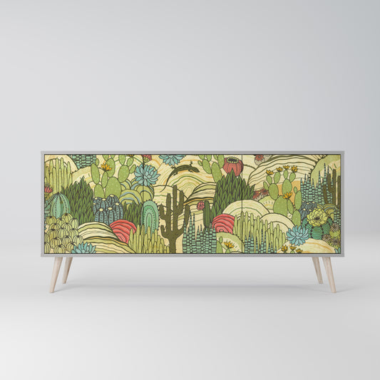 SUCCULENTS KALEIDOSCOPE 3-Door Sideboard in Grey Finish