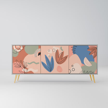 PASTEL DESTINY 3-Door Sideboard in Grey Finish