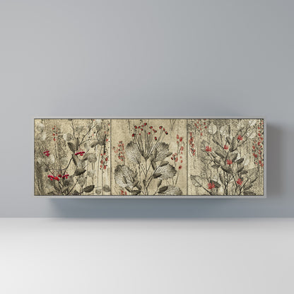 HERBAL GRACE 3-Door Sideboard in Grey Finish