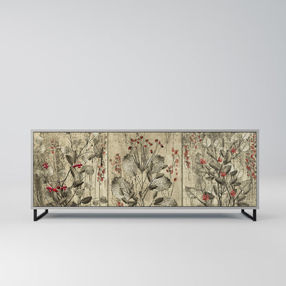 HERBAL GRACE 3-Door Sideboard in Grey Finish