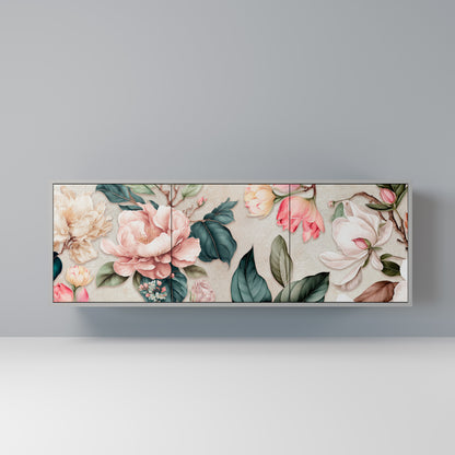 FLORAL GRACE 3-Door Sideboard in Grey Finish