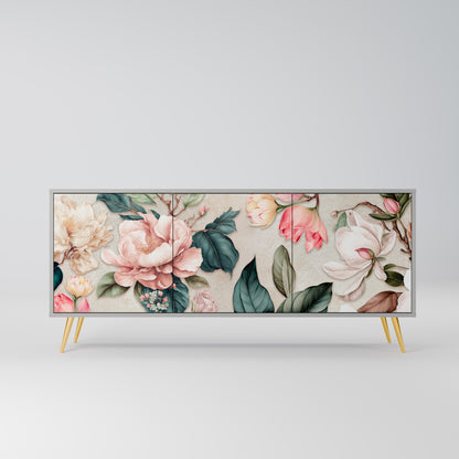 FLORAL GRACE 3-Door Sideboard in Grey Finish