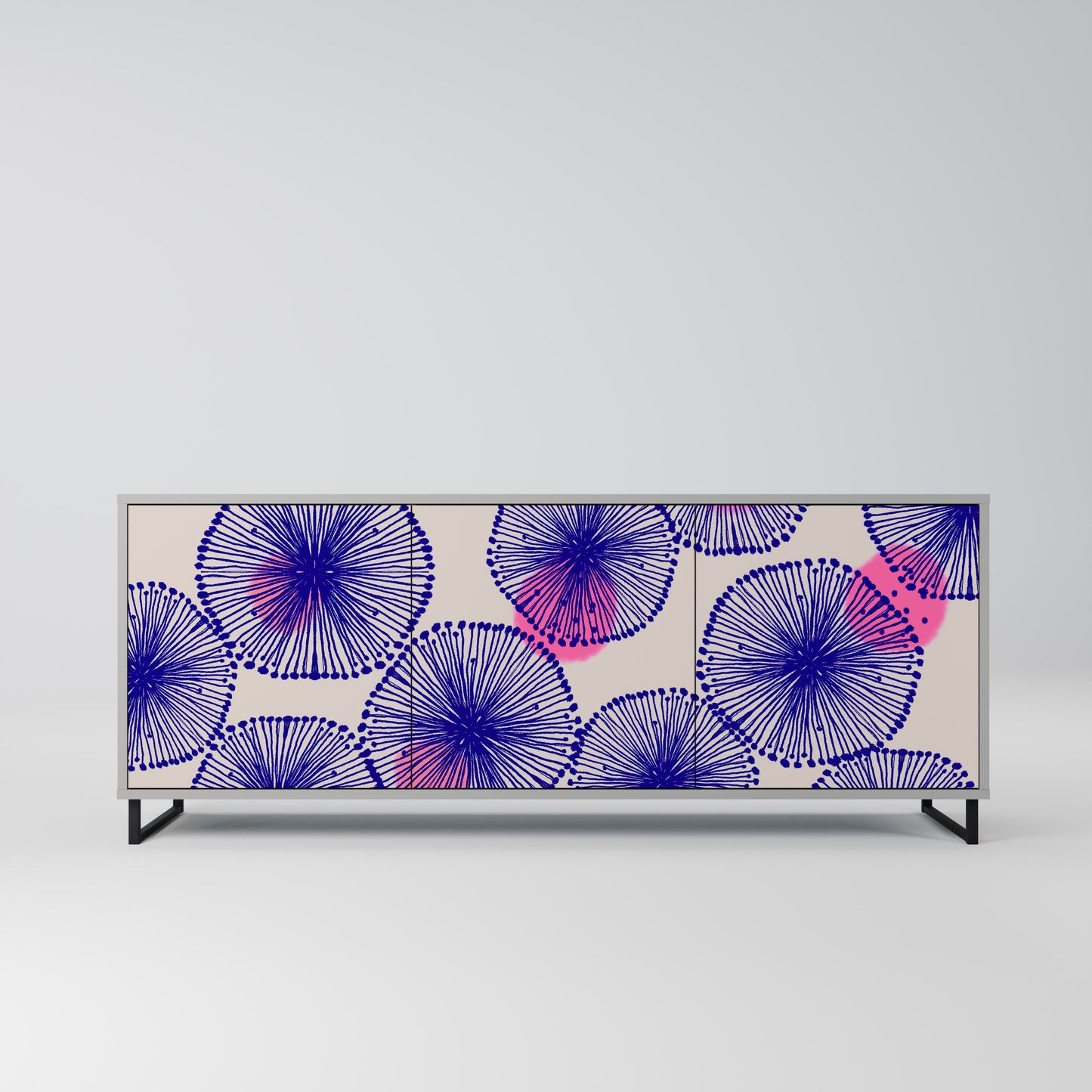 MAGIC NATURE 3-Door Sideboard in Grey Finish