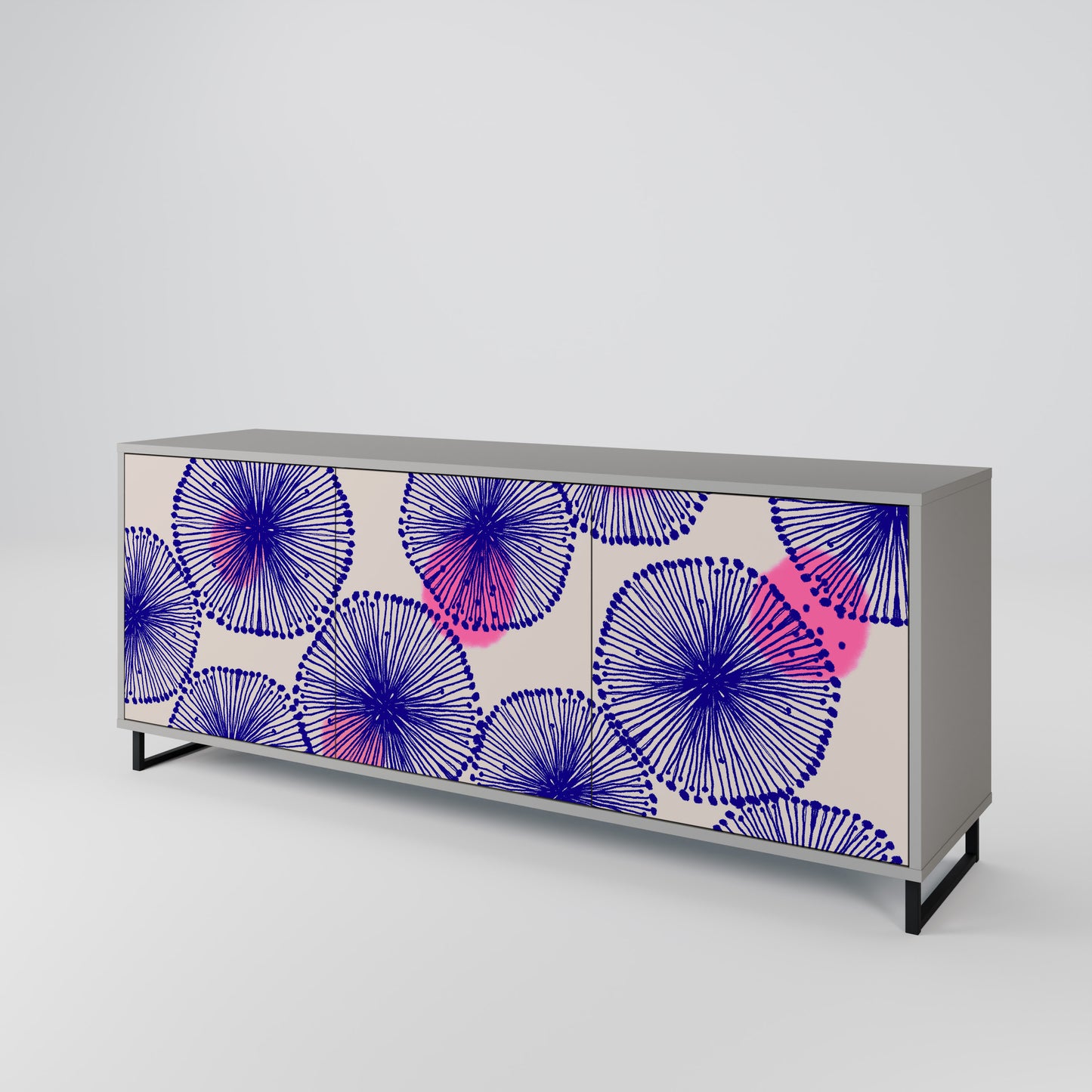 MAGIC NATURE 3-Door Sideboard in Grey Finish