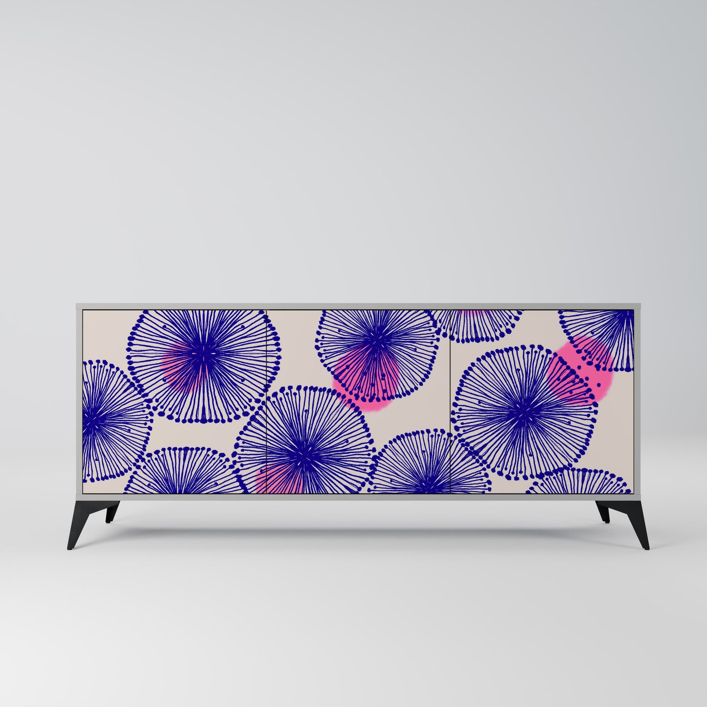 MAGIC NATURE 3-Door Sideboard in Grey Finish